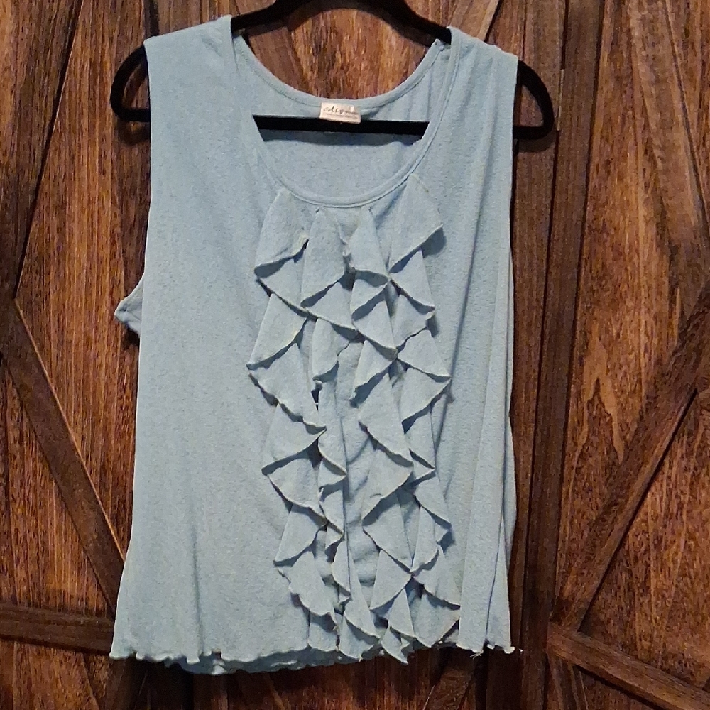 Chic Light Blue Ruffle Tank Top